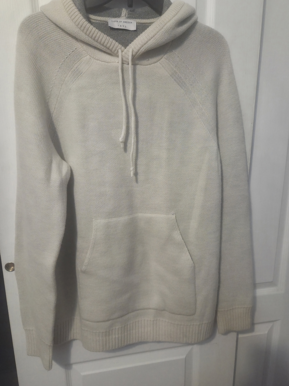 Tiger of Sweden Medium Men's Cream Knit Hoodie Sweater Cotton-Wool Blend